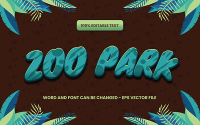 Zoo Park Edytowalny efekt tekstowy Ilustracja