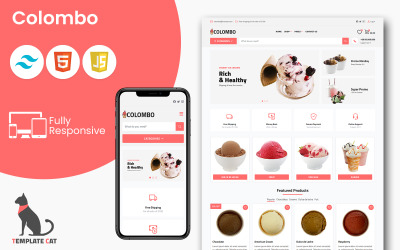 Colombo - Fagylaltbolt | Többcélú e-kereskedelmi webhely HTML/Tailwind CSS-sablon