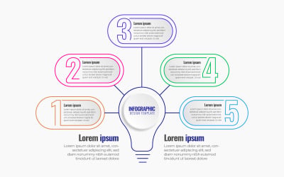 Infographic ontwerpconcept voor idee gloeilamp grafieken grafieken diagrammen bedrijf met 5 opties