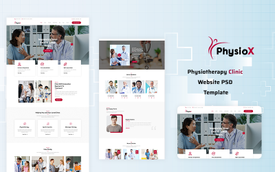 PhysioX - Physiotherapie Klinik Website PSD-Vorlage