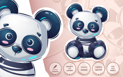 Teddy Panda - samolepka kreslené postavičky, grafický styl