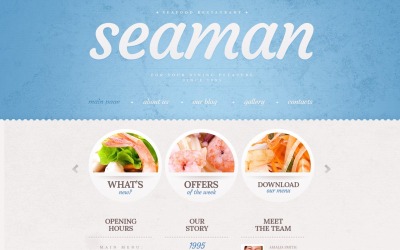 Gratis Cyan Seafood Restaurant WordPress-thema en websitesjabloon