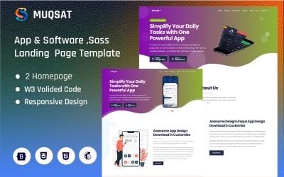 Muqsat – Szablon strony docelowej prezentacji aplikacji i oprogramowania