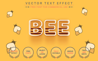 Bee -  Editable Text Effect, Font Style, Graphics Illustration