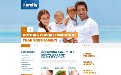 Plantilla de sitio web y tema de WordPress de Happy Family gratis