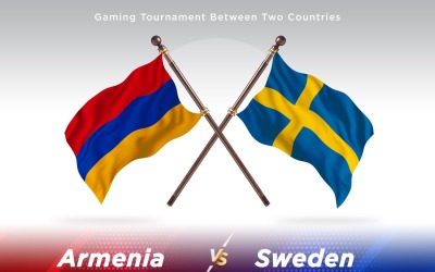Armenia contra dos banderas de Suecia