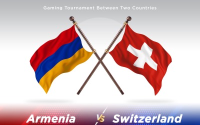 Armenia contra dos banderas de Suiza