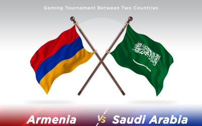 Armenien kontra Saudiarabien Två flaggor