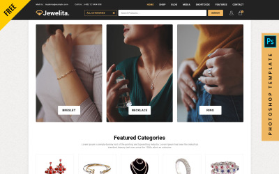Jewelita - Gratis eCommerce Photoshop PSD-sjabloon