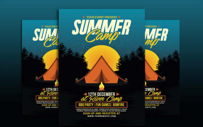 Modelo de folheto de acampamento de verão