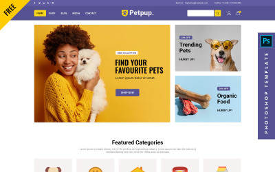 Petpup - Gratis eCommerce Photoshop PSD-sjabloon