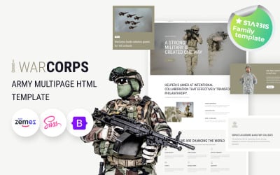 WarCorps - HTML5-sjabloon voor militaire dienst en leger
