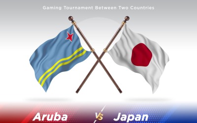 Aruba kontra Japan två flaggor