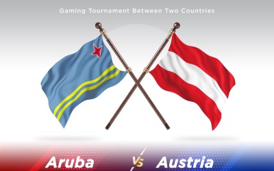 Aruba versus Oostenrijk twee vlaggen.