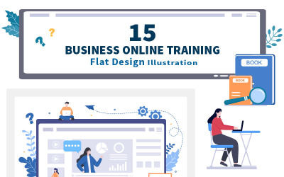 15 Business-Online-Training-Vektor-Illustration