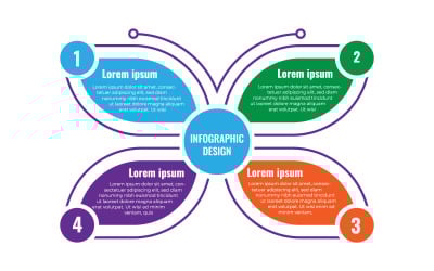 Infographic Design Template With 4 Options And Butterfly Concept
