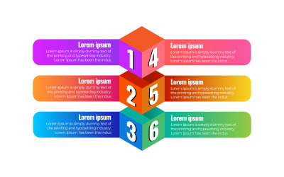 Modelo de design de infográfico de ilustração vetorial com 6 opções ou etapas