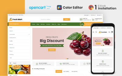 OpenCart шаблон магазина органических продуктов Freshmart