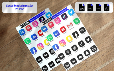 Sada 25 ikon sociálních médií Premium