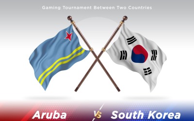 Aruba contra duas bandeiras da Coreia do Sul