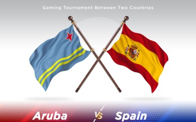 Aruba kontra Spanien två flaggor