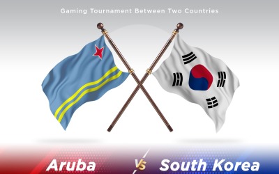 Aruba kontra Sydkorea Två flaggor