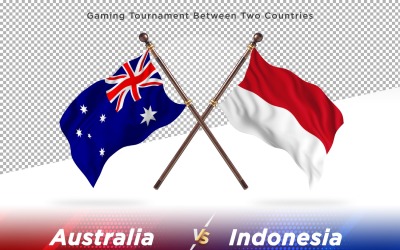 Australien kontra Indonesien två flaggor