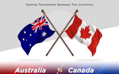 Australien kontra Kanada två flaggor
