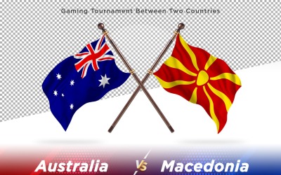 Australien kontra Makedonien två flaggor