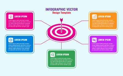 Affärsinfografikdesign med 5 begrepp
