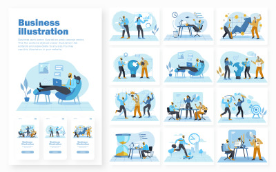 Biznes Work Scene Ilustracja Pack Concept Vector