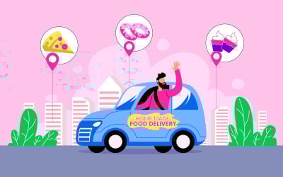 Domácí výroba jídla rozvoz koncept vektorové