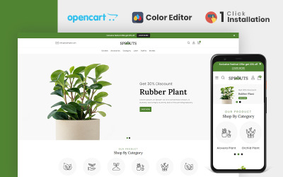 Modèle OpenCart de magasin de plantes germées