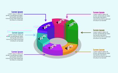 Modello di progettazione infografica grafico a torta 3d isometrico