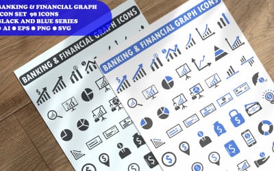 Plantilla de conjunto de iconos de gráfico bancario y financiero