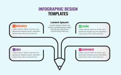 4 Seçenek veya Adımlı Eğitim İnfografik Tasarım Şablonu