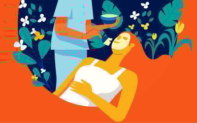 Spa 美容治疗插图概念向量