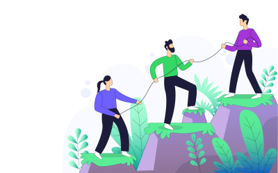 Werknemer die elkaar helpen voor Business Group Illustratie Concept Vector