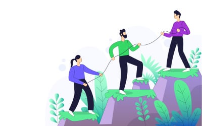 Worker Helping Each Other For Business Group Illustration Concept Vector