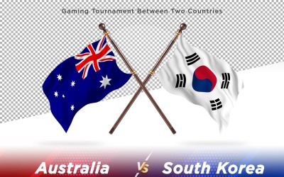 Australia kontra Korea Południowa Dwie flagi