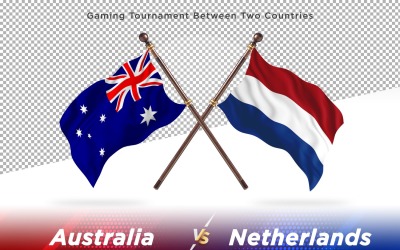 Australien kontra Nederländerna Två flaggor