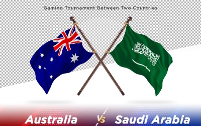 Australien kontra Saudiarabien Två flaggor