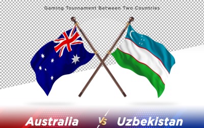 Australien kontra Uzbekistan två flaggor