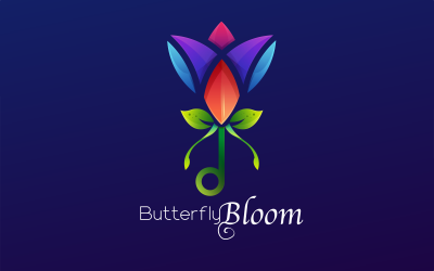 Butterfly Bloom - бесплатный шаблон логотипа с красочным градиентом