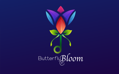 Butterfly Bloom - безкоштовний барвистий градієнтний шаблон логотипу