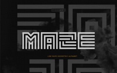 Geometric Font Maze Font for Architectural Typographic Design