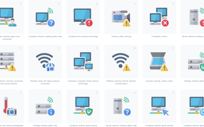 Iconos de tecnología de hardware de red electrónica