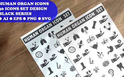Modello di set di icone di organi umani