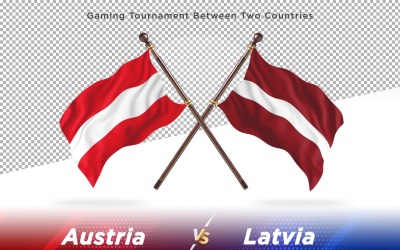 Autriche contre Lettonie deux drapeaux