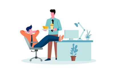 Avkopplande på kontorsutrymmet gratis illustrationskoncept